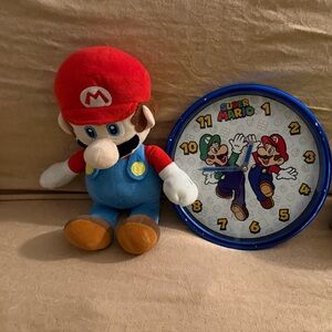 super Mario plushie and clock